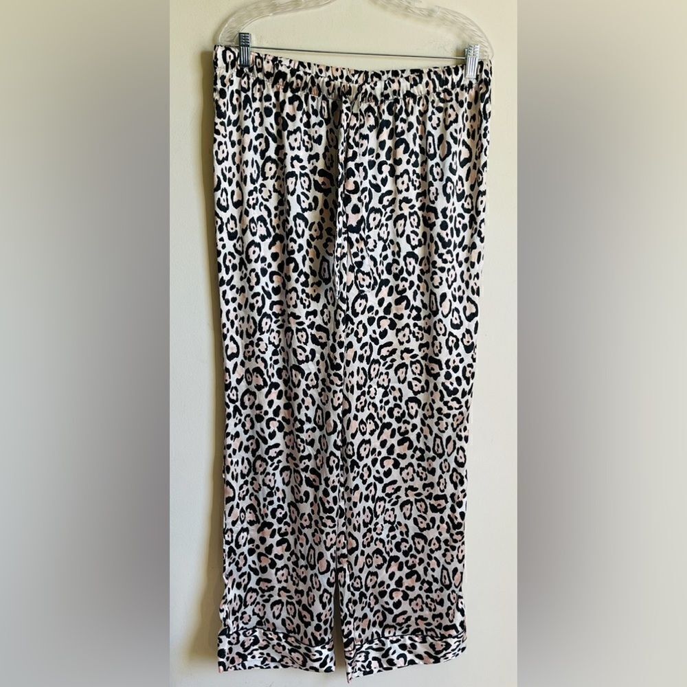 Victoria’s Secret Pink Leopard Satin Wide Leg Pajama Pants